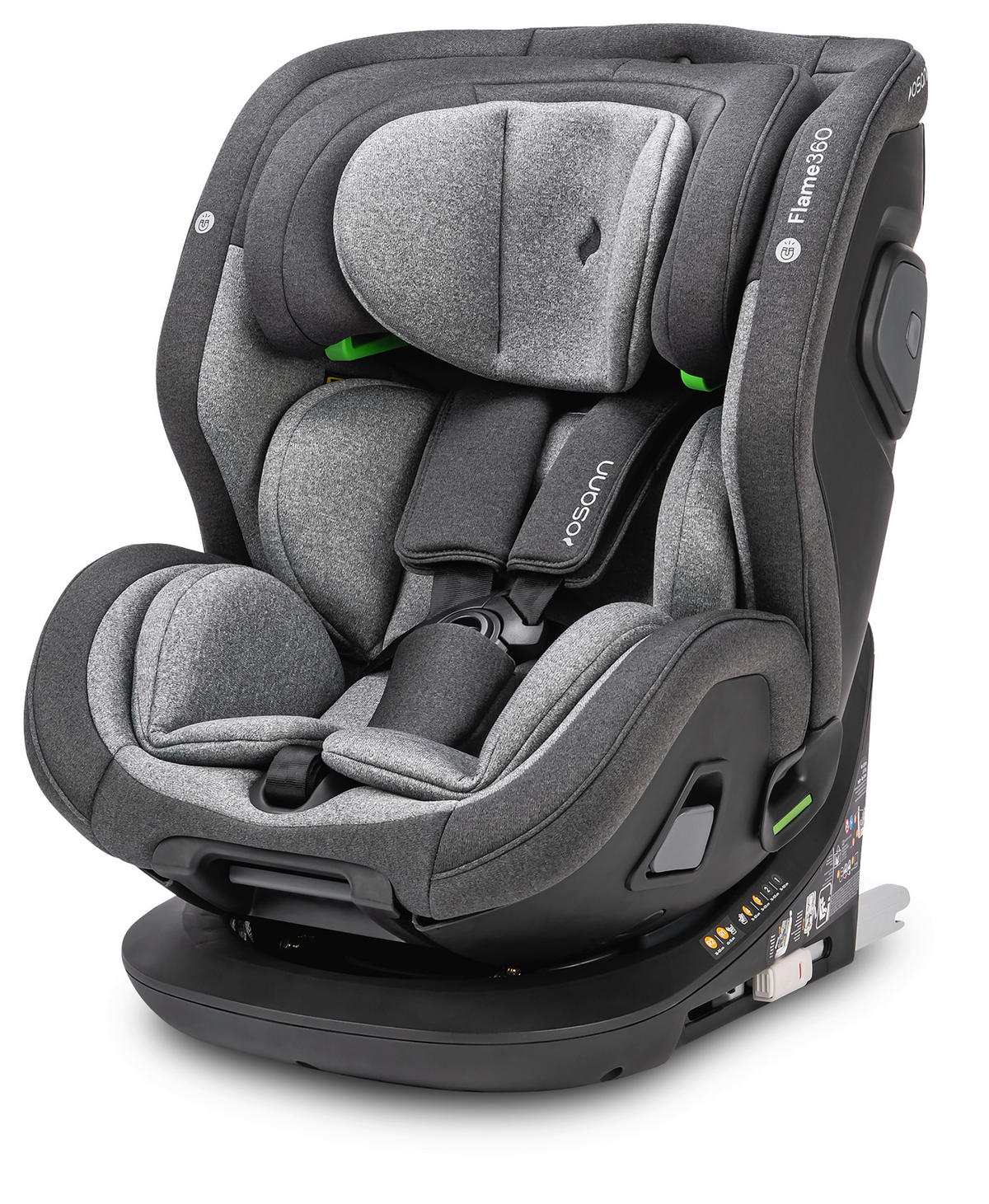 REBOARDER-KINDERSITZ FLAME360 ISOFIX  - Dunkelgrau/Hellgrau, Basics, Kunststoff/Textil (44/58/48cm) - Osann