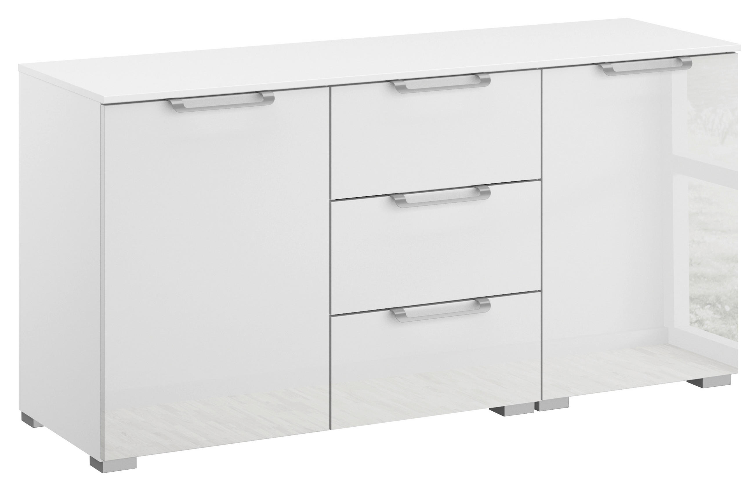 SIDEBOARD 120/61/42 cm Klar, Weiss  - Klar/Weiss, Design, Glas/Holzwerkstoff (120/61/42cm) - Novel