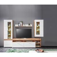 WOHNWAND  in Weiß, Eichefarben  280/192/51 cm  - Eichefarben/Silberfarben, Design, Glas/Holzwerkstoff (280/192/51cm) - Xora