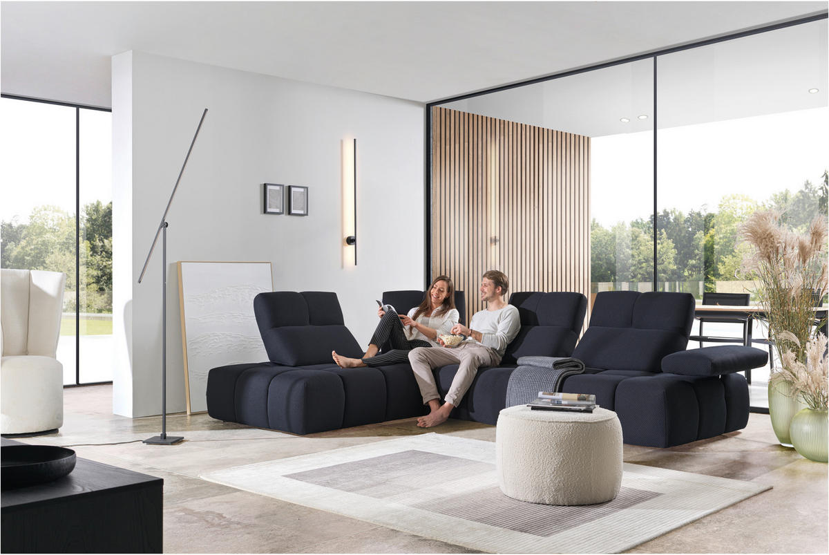 ECKSOFA in Struktur Schwarz  - Schwarz, Design, Kunststoff/Textil (233/313cm) - Emilio Belluti