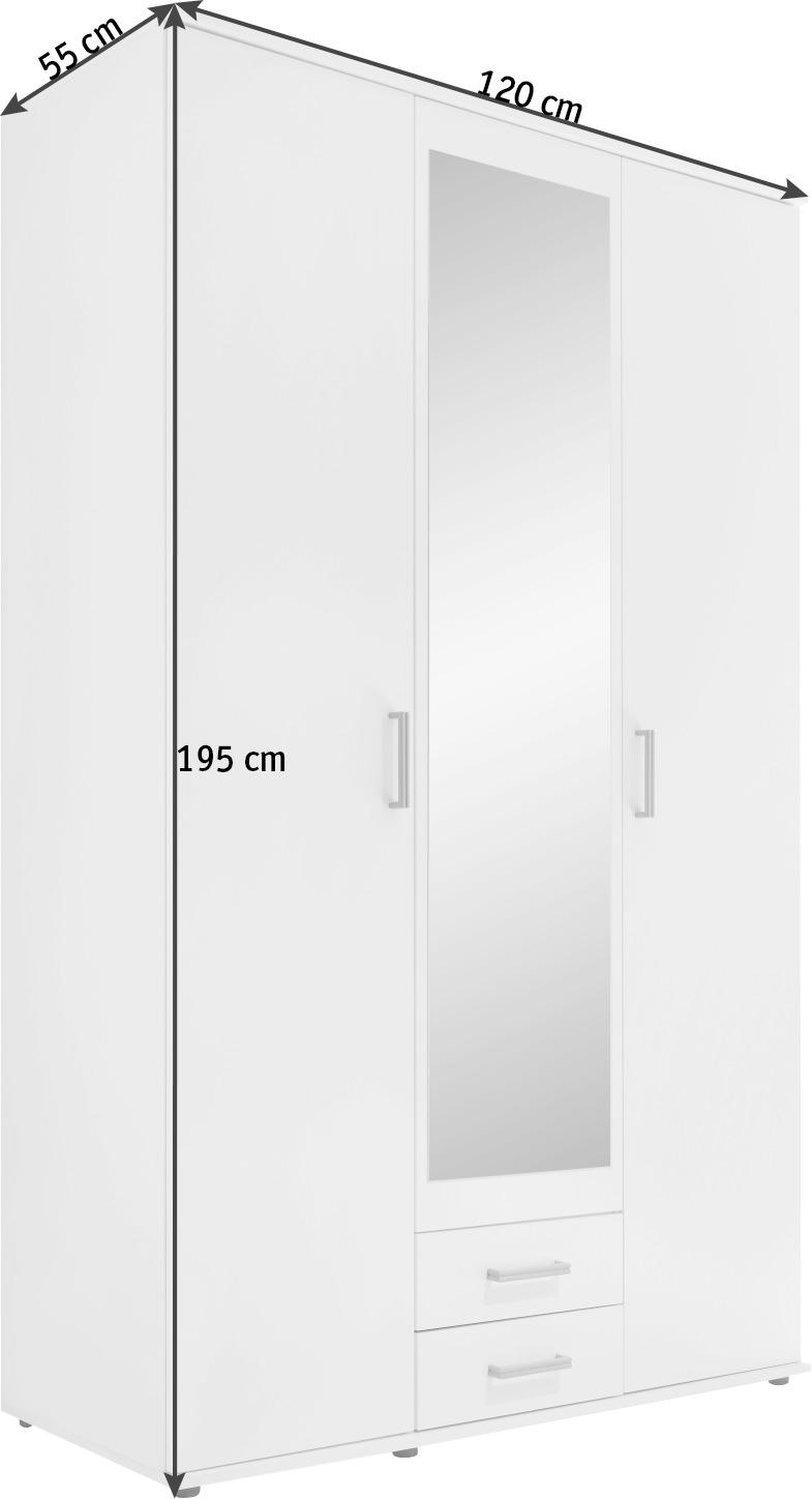 DREHTÜRENSCHRANK 3-türig Weiß  - Alufarben/Weiß, Design, Glas/Holzwerkstoff (120/195/53,5cm) - Livetastic