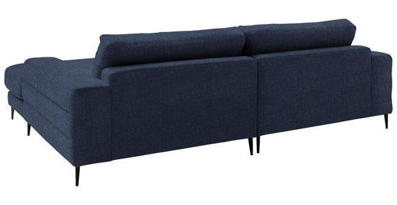 ECKSOFA  in Flachgewebe Dunkelblau  253/177 cm  - Schwarz/Dunkelblau, Design, Textil/Metall (253/177cm) - Dieter Knoll