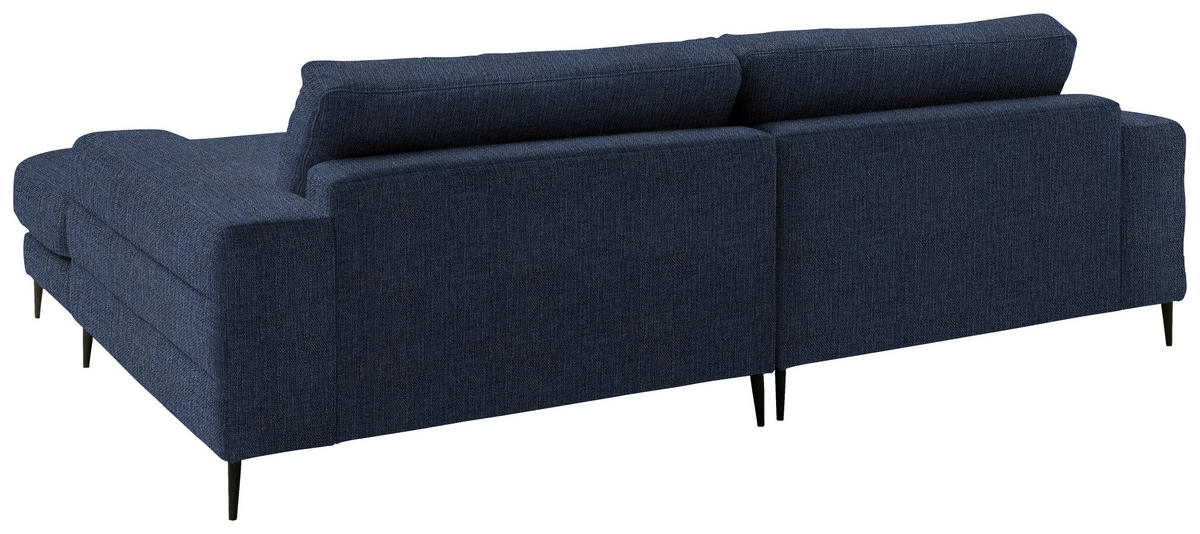 ECKSOFA in Flachgewebe Dunkelblau  253/177 cm  - Schwarz/Dunkelblau, Design, Textil/Metall (253/177cm) - Dieter Knoll