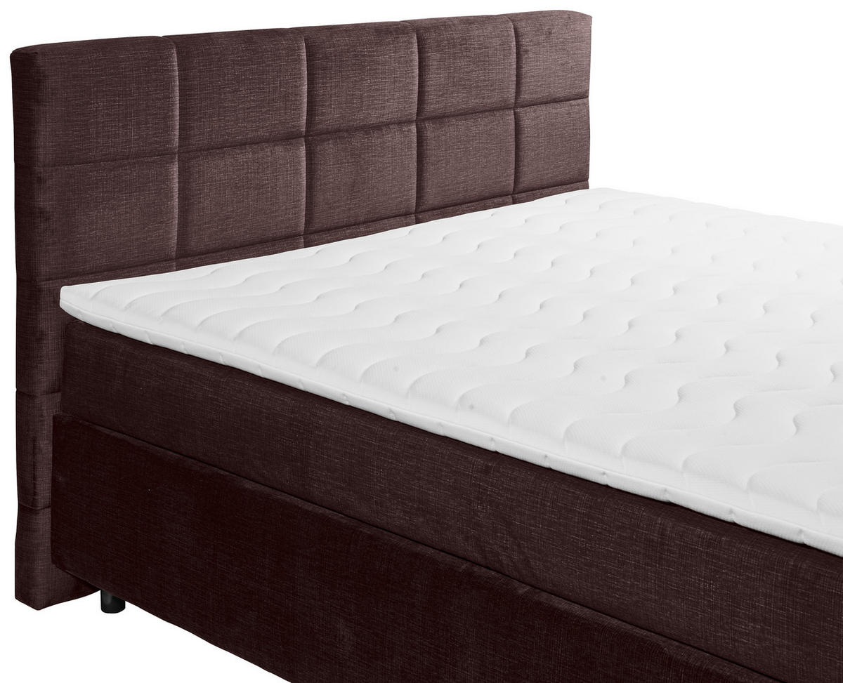 BOXSPRINGBETT 180/200 cm  in Aubergine  - Aubergine/Schwarz, Design, Holzwerkstoff/Kunststoff (180/200cm) - Xora