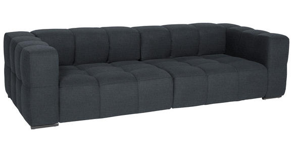 BIGSOFA  in Flachgewebe, Leinenoptik Dunkelblau  - Schwarz/Dunkelblau, Design, Textil/Metall (262/66/113cm) - Belluti