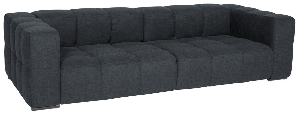 BIGSOFA  in Flachgewebe, Leinenoptik Dunkelblau  - Schwarz/Dunkelblau, Design, Textil/Metall (262/66/113cm) - Belluti