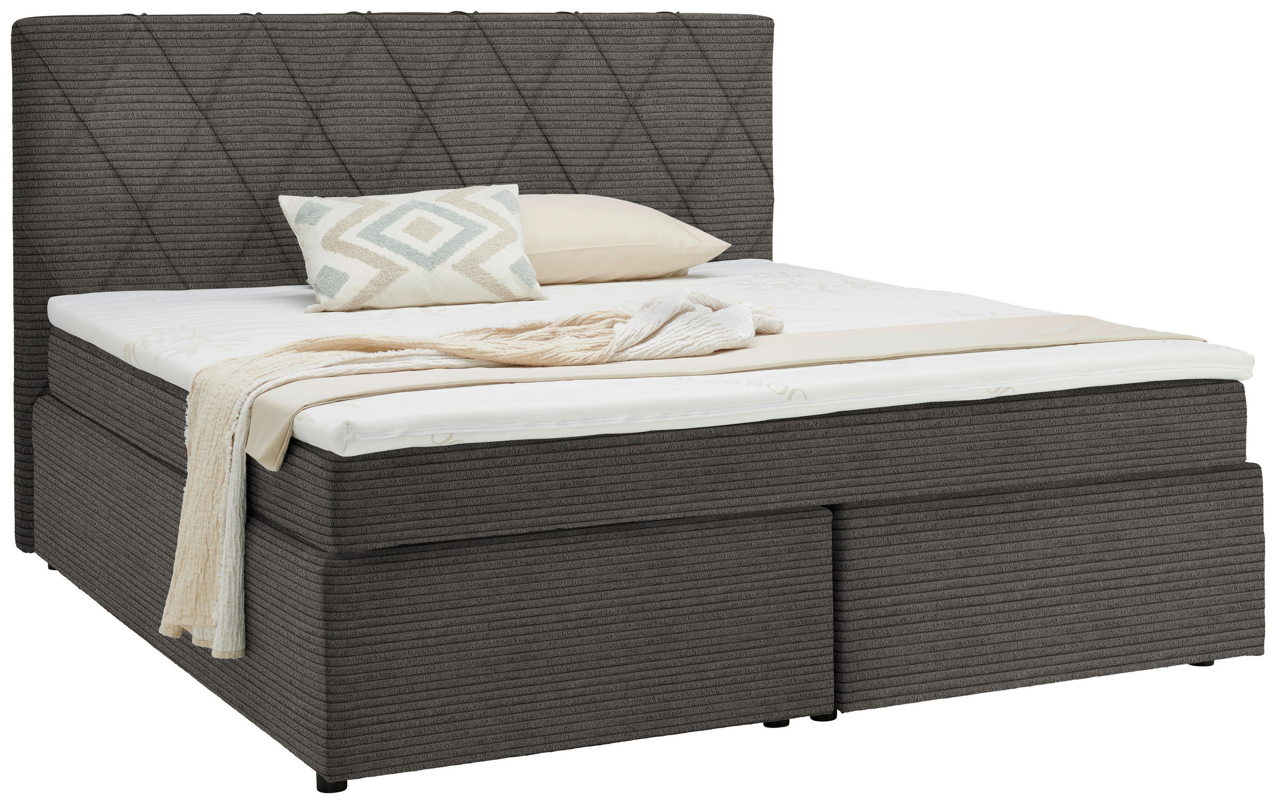 BOXSPRINGBETT 160/200 cm  in Taupe  - Taupe/Schwarz, Design, Holzwerkstoff/Kunststoff (160/200cm) - Xora