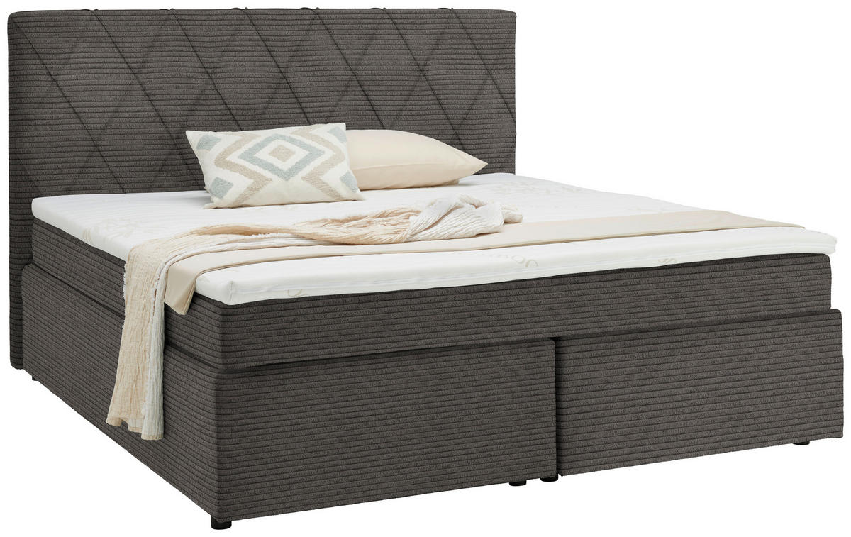 BOXSPRINGBETT 160/200 cm  in Taupe  - Taupe/Schwarz, Design, Holzwerkstoff/Kunststoff (160/200cm) - Xora