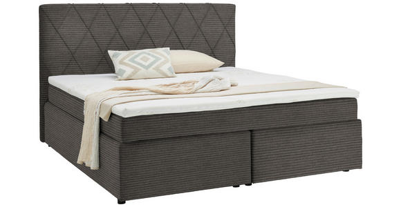 BOXSPRINGBETT 180/200 cm in Taupe - Taupe/Schwarz, Design, Kunststoff/Textil (180/200cm) - Xora