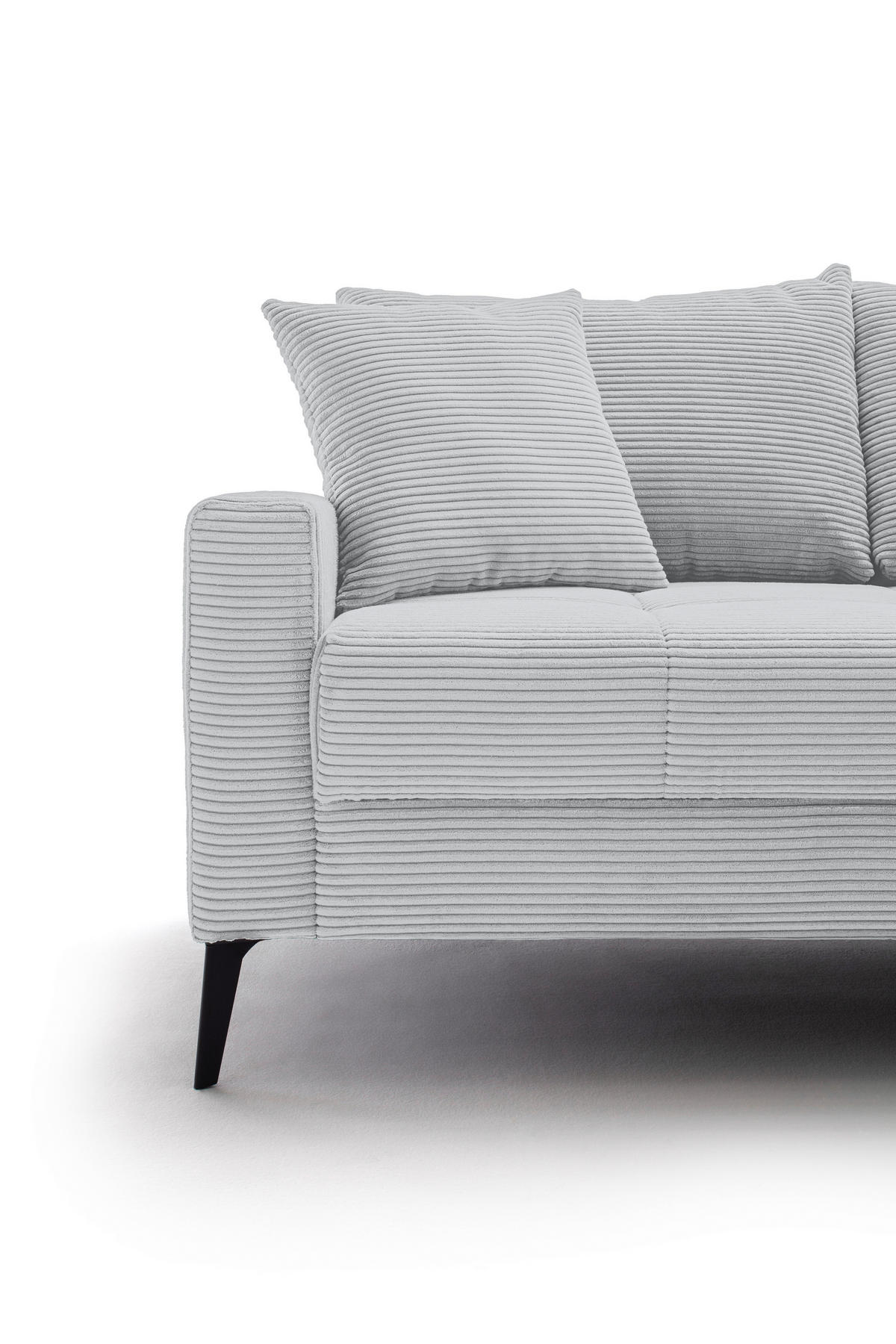 ECKSOFA Hellgrau Cord  - Hellgrau/Schwarz, KONVENTIONELL, Textil/Metall (280/173cm) - Hom`in