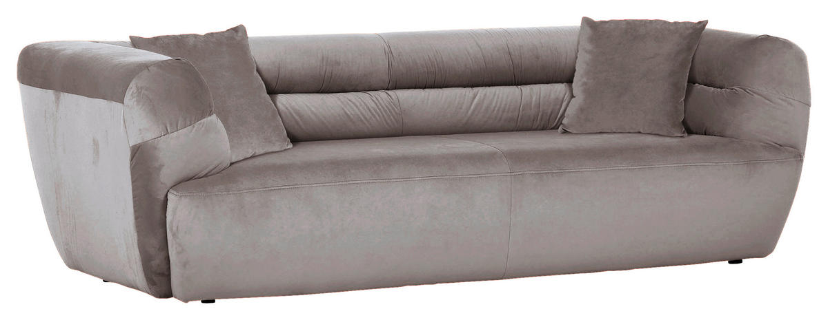 BIGSOFA in Samt Grau  - Schwarz/Grau, Konventionell, Kunststoff/Textil (240/73/100cm) - Carryhome