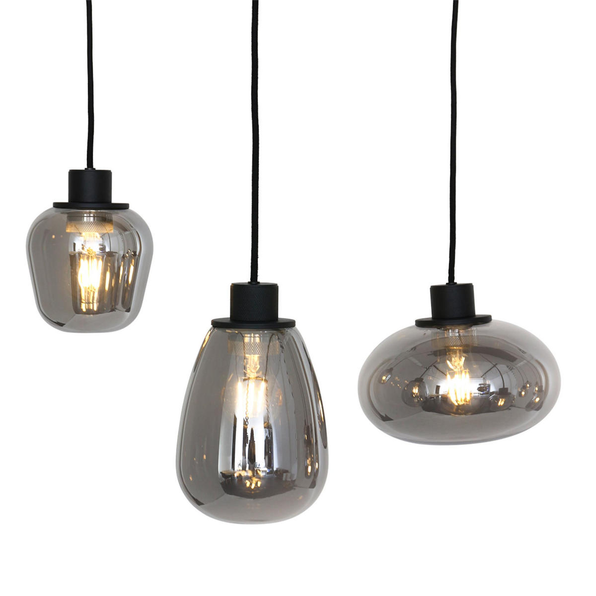 PENDELLEUCHTE  30/20-180/145 cm   - Schwarz, Trend, Glas/Metall (30/20-180/145cm)