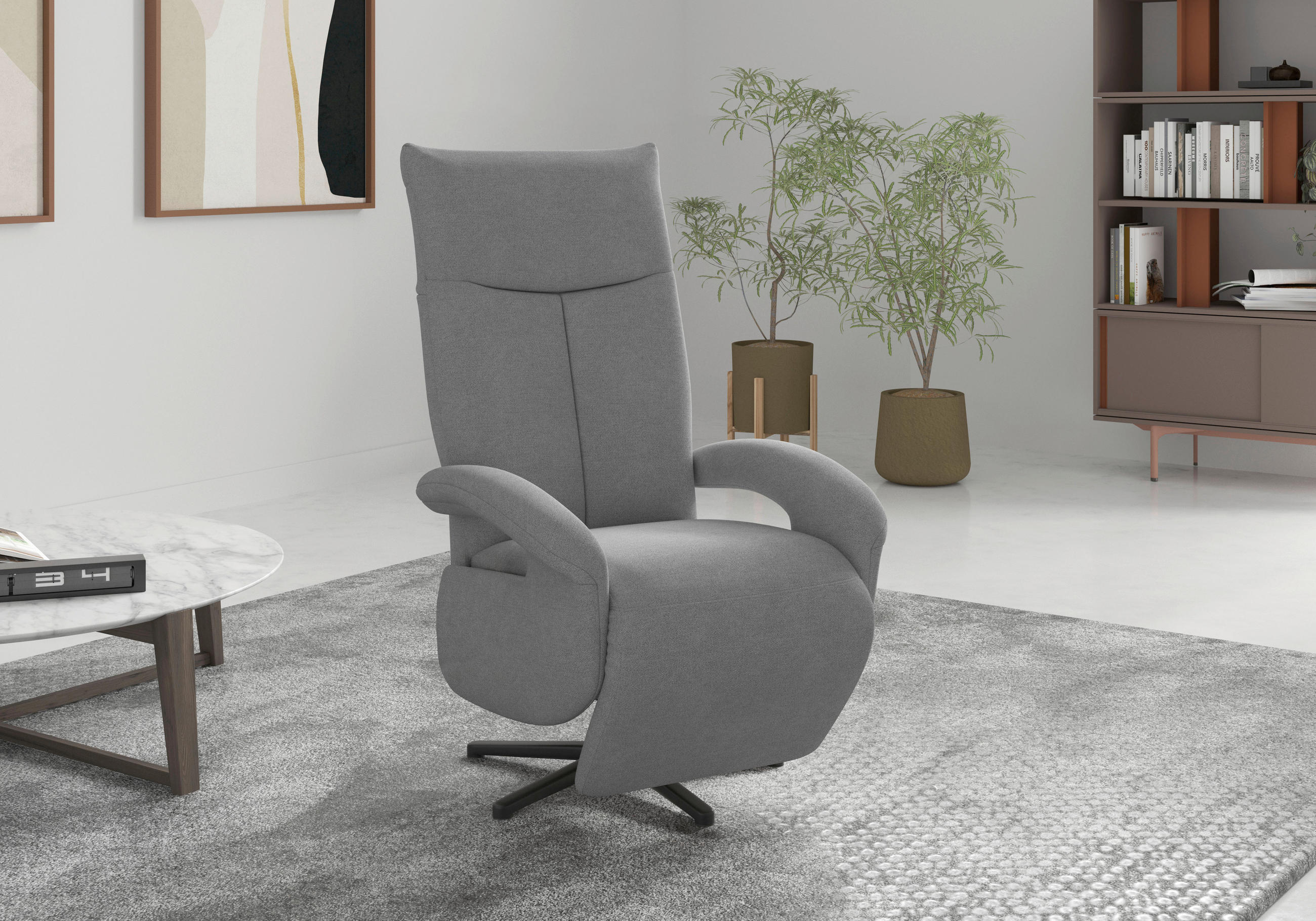 SESSEL in Mikrofaser Grau  - Schwarz/Grau, MODERN, Textil/Metall (74/112/82cm) - Sit & More