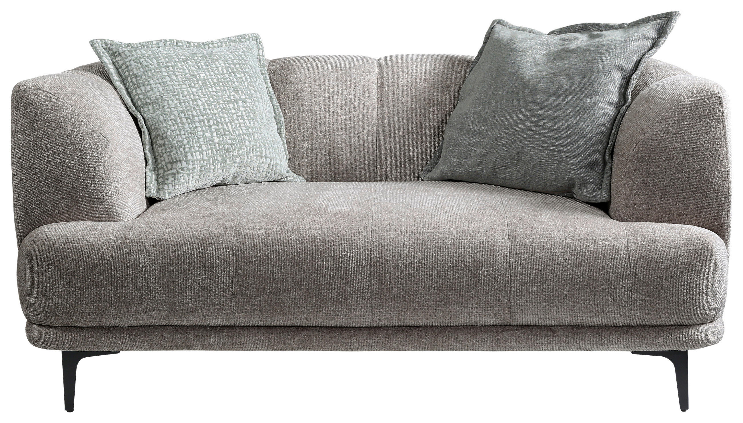 2-SITZER-SOFA Flachgewebe Graubraun  - Graubraun/Schwarz, Design, Textil/Metall (166/77/106cm) - MID.YOU