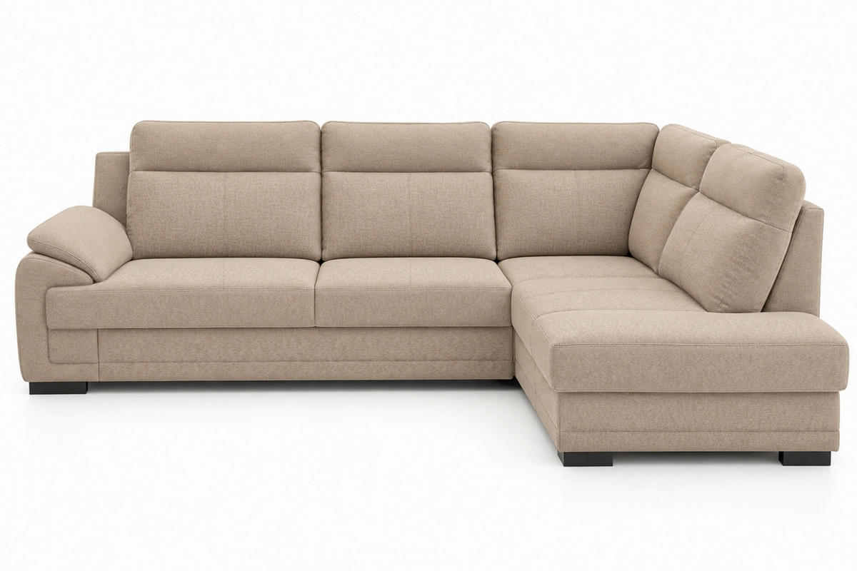 ECKSOFA ALTONA in Flachgewebe Cappuccino  - Schwarz/Cappuccino, Basics, Holz/Holzwerkstoff (272/207cm) - MID.YOU