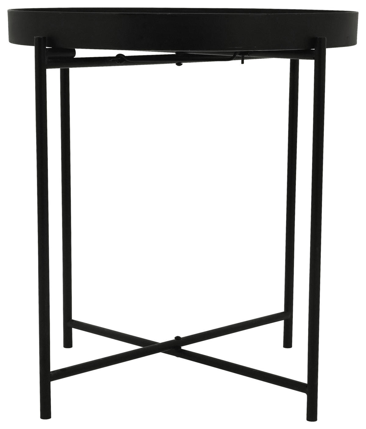 BEISTELLTISCH 43/43/48 cm teilmassiv Schwarz, Beige rund  - Beige/Schwarz, Design, Glas/Holzwerkstoff (43/43/48cm) - Carryhome