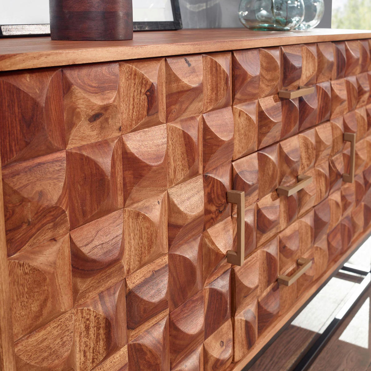 SIDEBOARD 145/81/45 cm  - Goldfarben/Sheeshamfarben, Design, Holz/Metall (145/81/45cm) - MID.YOU