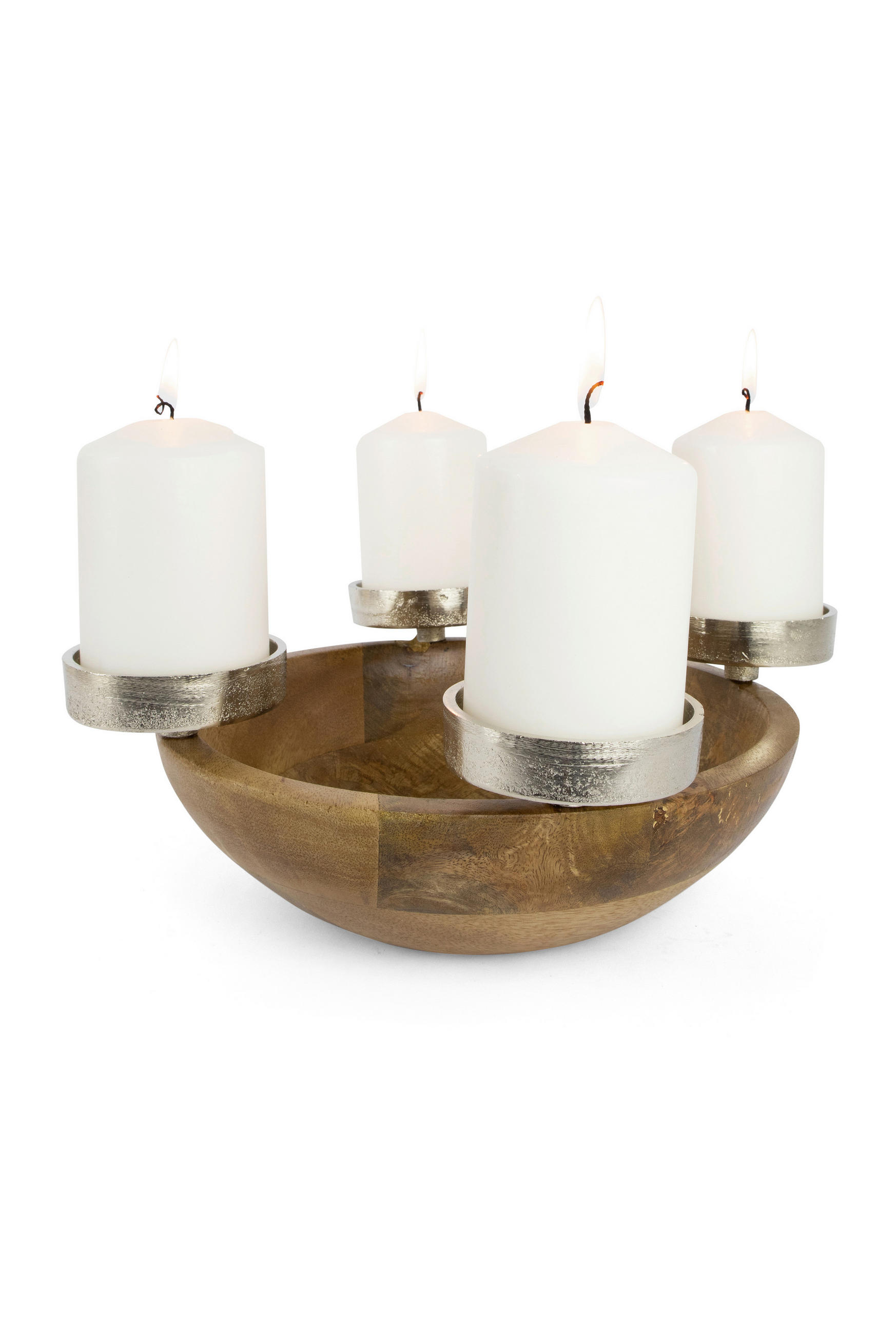 ADVENTSKERZENHALTER  - Basics, Holz/Metall (32/32/10cm) - X-Mas