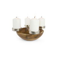 ADVENTSKERZENHALTER  - Basics, Holz/Metall (32/32/10cm) - X-Mas
