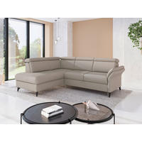 ECKSOFA GLENDALE E Taupe Flachgewebe Kopfteilverstellung  - Taupe/Schwarz, KONVENTIONELL, Textil/Metall (193/247cm) - Sit & More