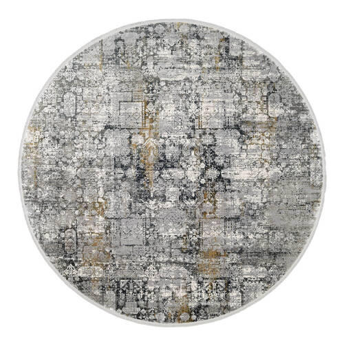 Webteppich Grau/goldfarben Sinfonia Rund Ø 240 Cm