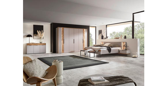 BETTANLAGE - Wildeiche/Hellgrau, Design, Holz/Textil (180/200cm) - Dieter Knoll
