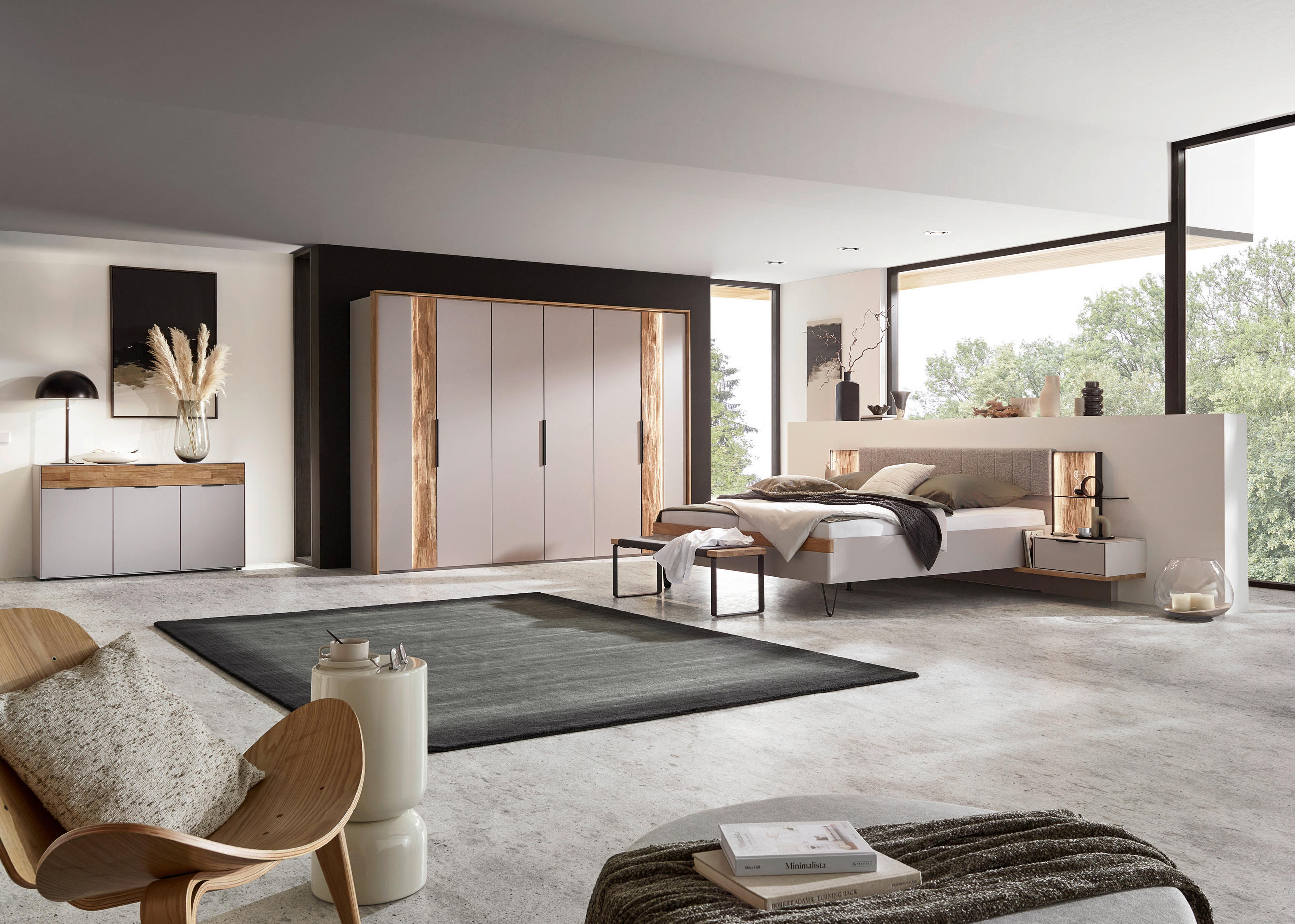 BETTANLAGE - Wildeiche/Hellgrau, Design, Holz/Textil (180/200cm) - Dieter Knoll
