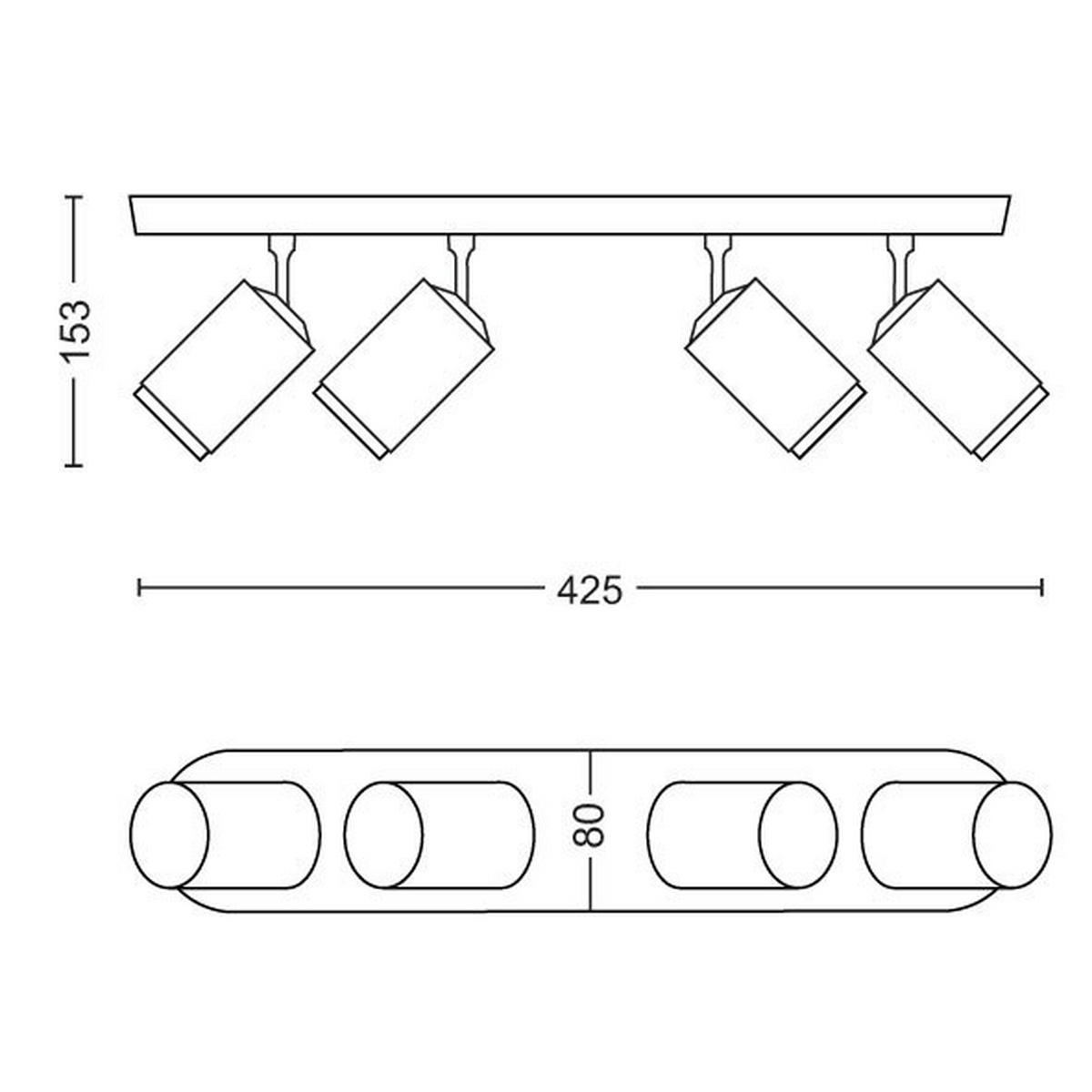 LED-SPOTKOPF Fugato 42,5/8/15,3 cm  - Schwarz, Design, Metall (42,5/8/15,3cm) - Philips HUE