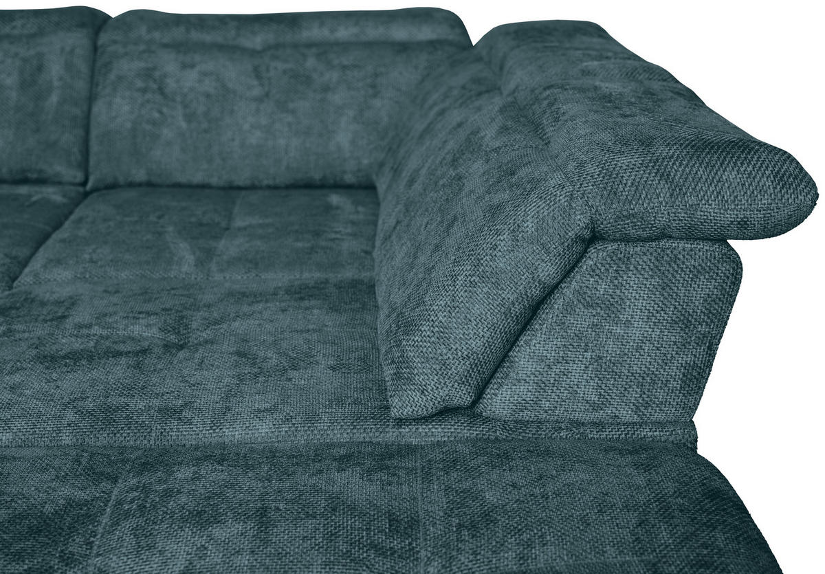 WOHNLANDSCHAFT Blau Struktur  - Blau/Schwarz, KONVENTIONELL, Textil/Metall (188/357/253cm) - Carryhome