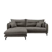 ECKSOFA in Velours Graubraun  - Graubraun/Schwarz, Design, Textil/Metall (180/255cm) - Livetastic