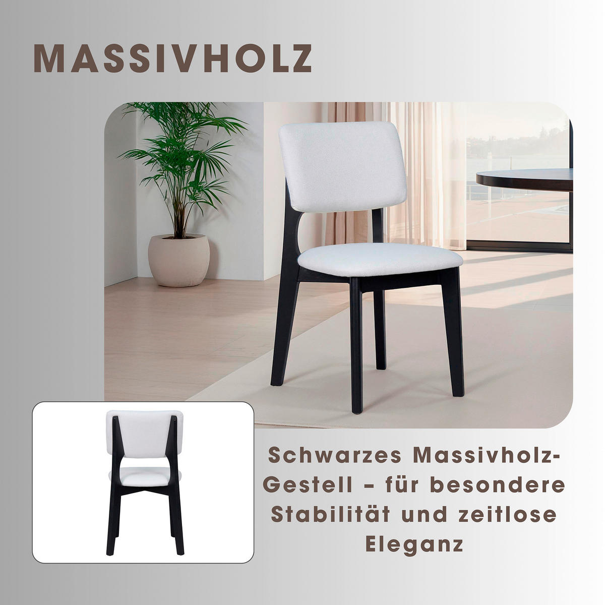 STUHL-SET 2 Stück  in Webstoff  - Beige/Schwarz, MODERN, Holz/Textil (48/87/54cm) - MID.YOU