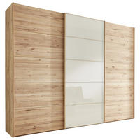 SCHWEBETÜRENSCHRANK in Buchefarben, Champagner  - Champagner/Buchefarben, Natur, Glas/Holz (300/217/67cm) - Linea Natura