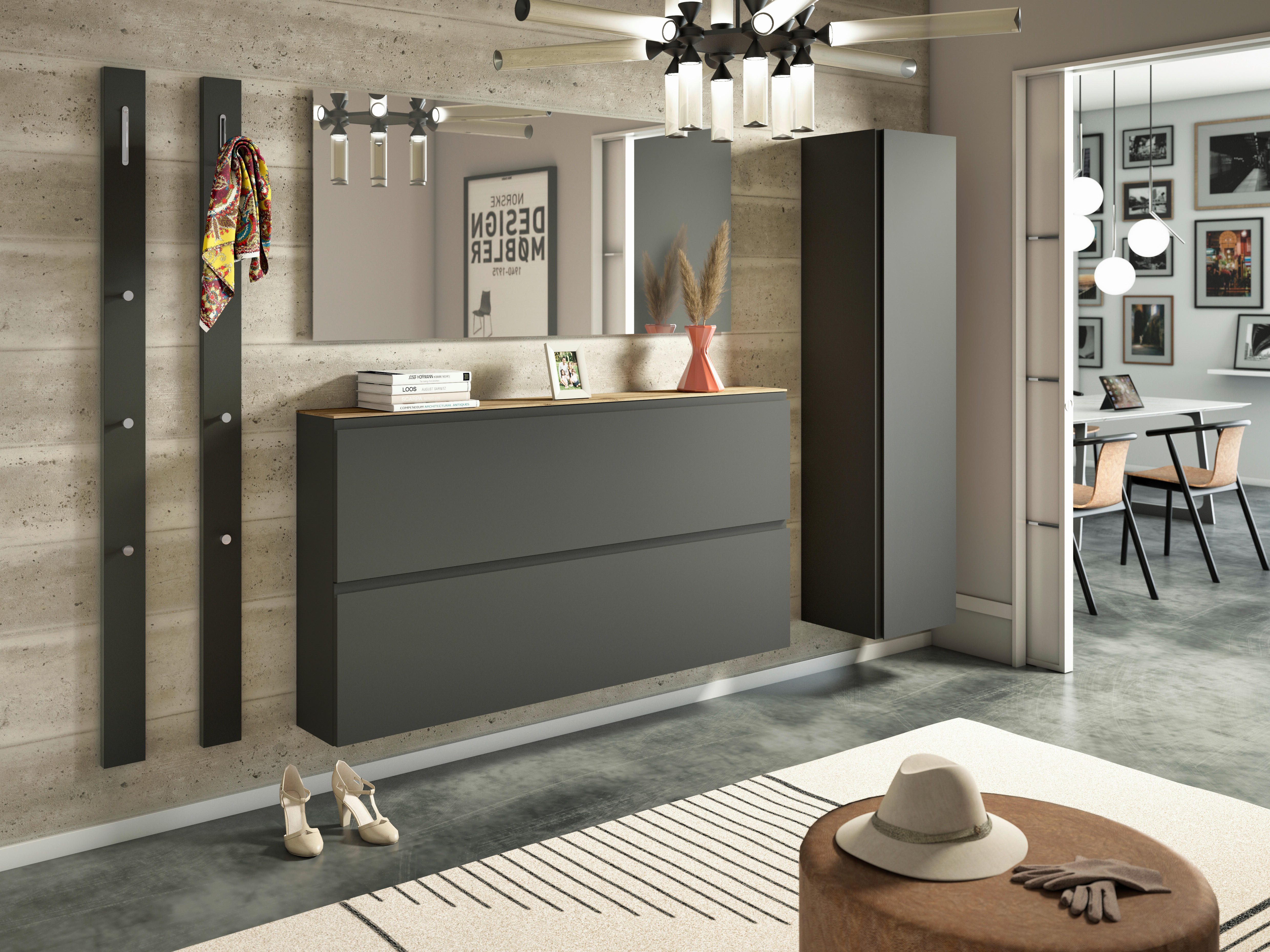 GARDEROBENSCHRANK  in 40/165/33 cm  - Anthrazit, Design, Holzwerkstoff (40/165/33cm) - Moderano