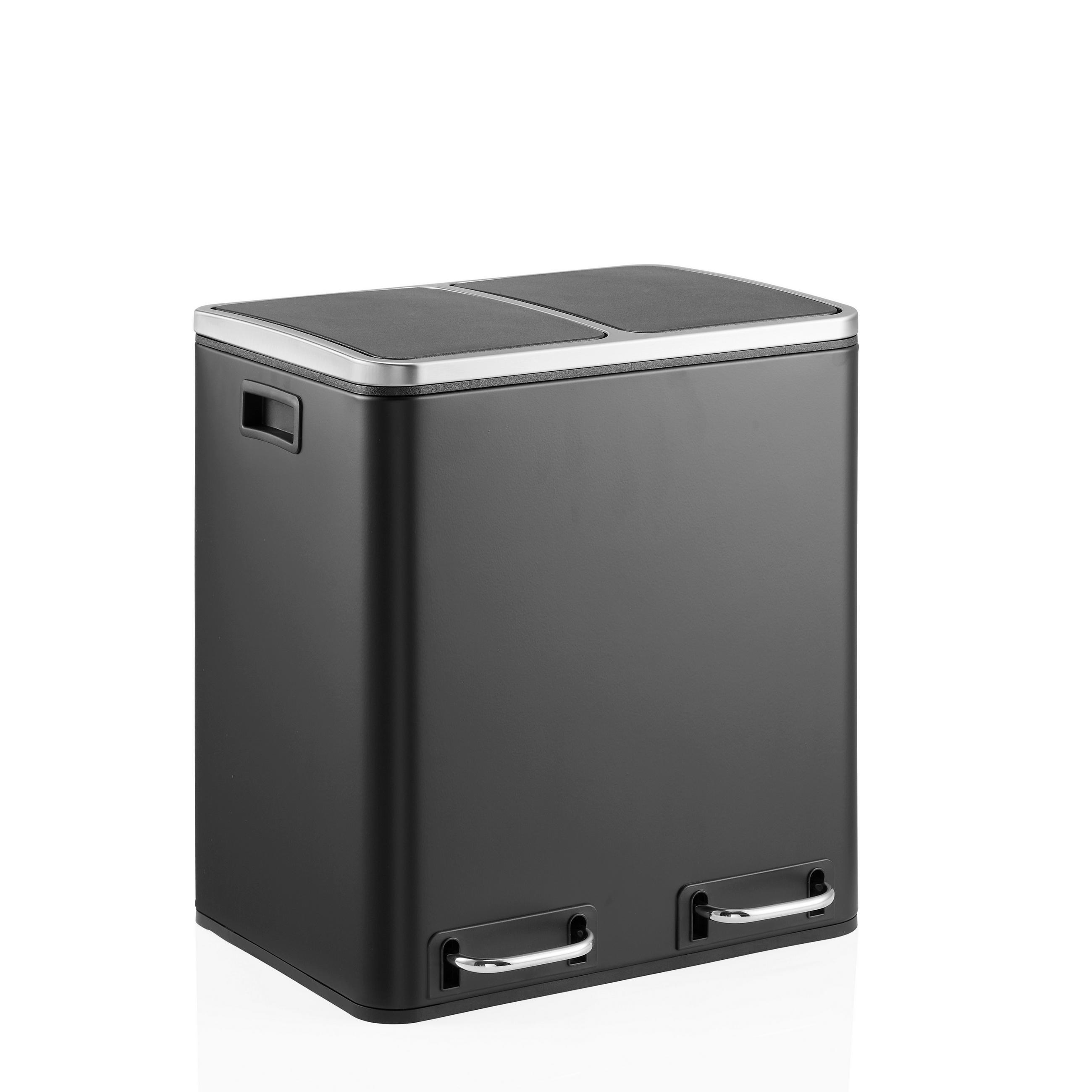 ABFALLEIMER 2x15  l  Metall  - Schwarz, MODERN, Kunststoff/Metall (41,5/48/32cm) - MID.YOU