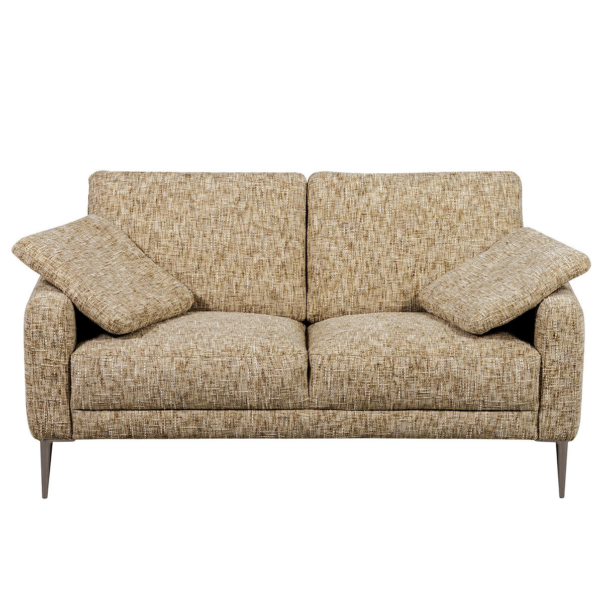 2-SITZER-SOFA Webstoff Hellbraun  - Hellbraun/Schwarzchrom, Design, Textil/Metall (157/85/92cm) - Livetastic