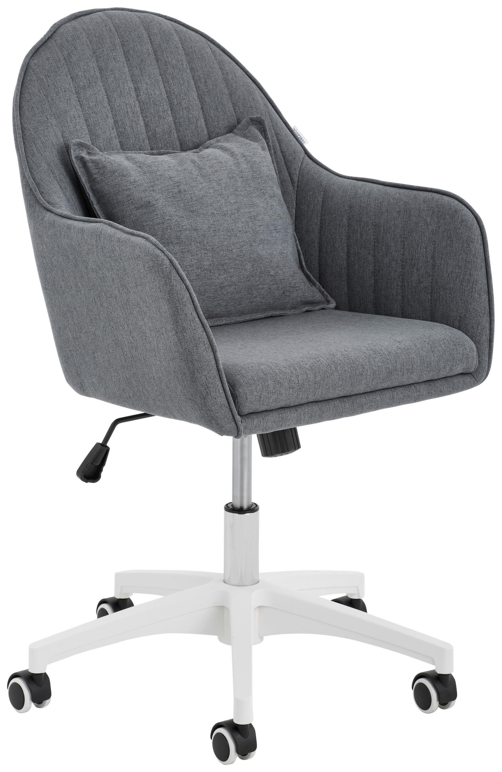 DREHSTUHL Mikrofaser Dunkelgrau  - Dunkelgrau/Weiß, Design, Kunststoff/Textil (59/83-93/68cm) - Livetastic