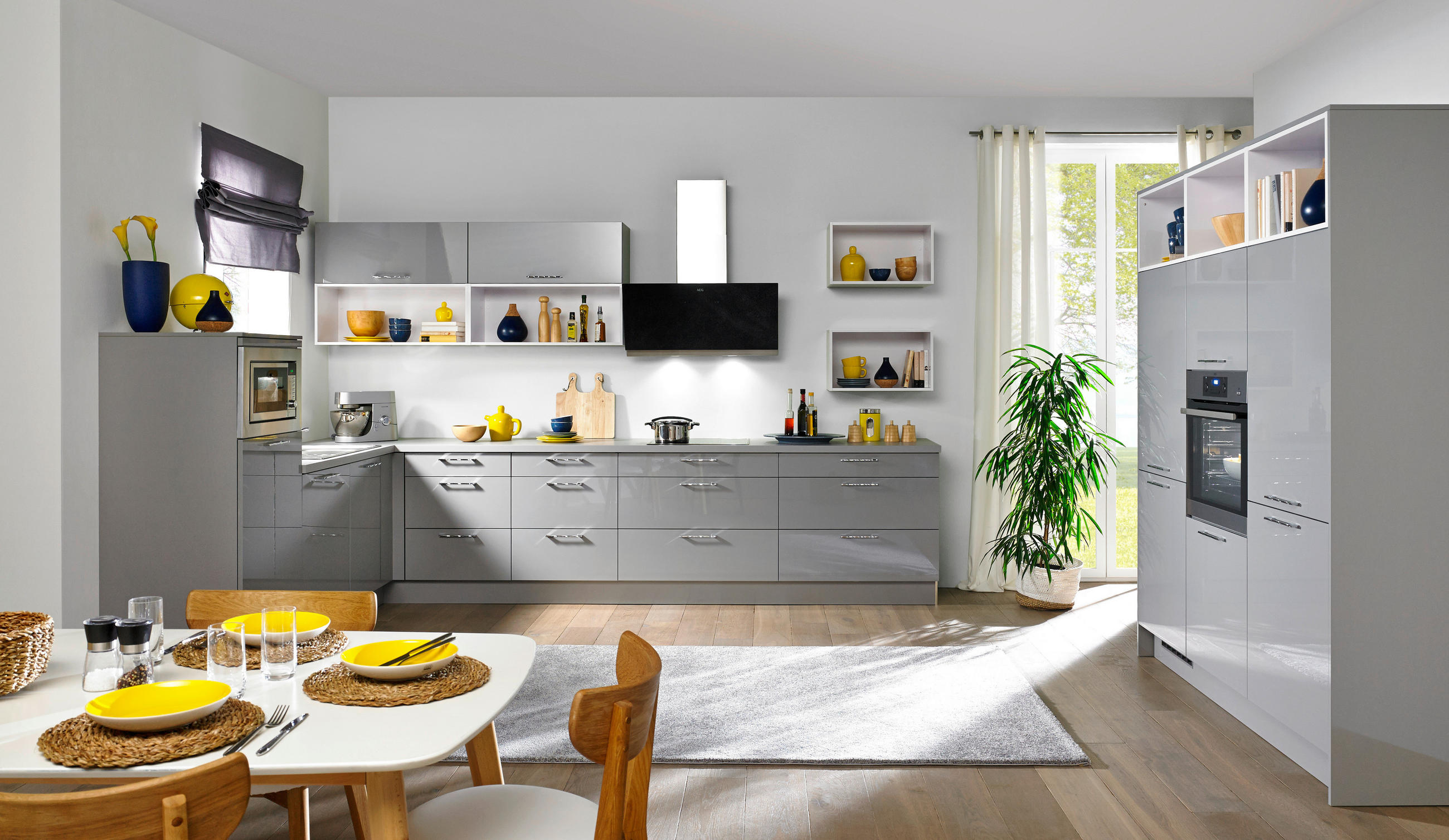 BUCĂTĂRIE LA COMANDĂ   - gri, Design, material pe bază de lemn - Moderano
