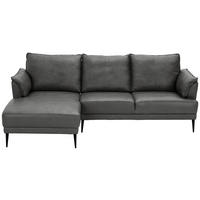 ECKSOFA Echtleder Grau  - Schwarz/Grau, Design, Leder/Textil (153/233cm) - Livetastic