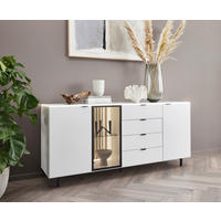 KOMODA   186/82,8/46 cm   bijela  - bijela/crna, Design, staklo/drvni materijal (186/82,8/46cm) - Dieter Knoll