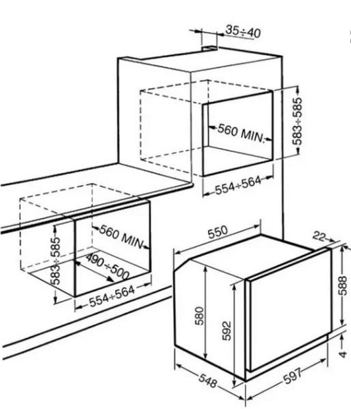 BEÉPÍTHETŐ SÜTŐ - fém (59,7/59,2/54,8cm) - SMEG