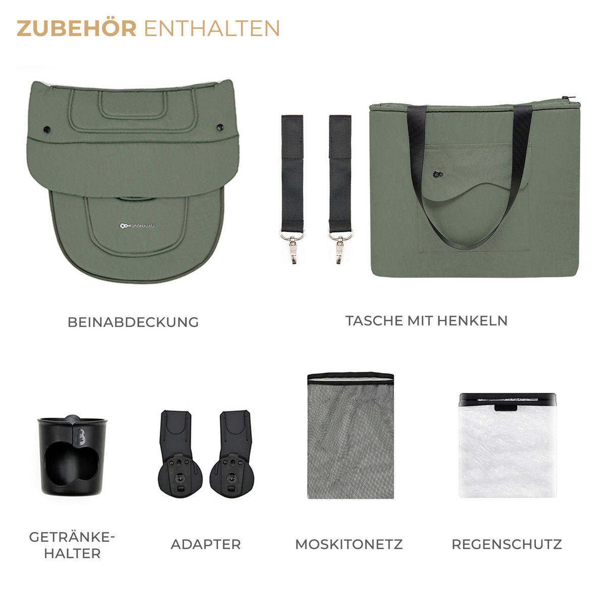 KINDERWAGEN Yoxi 3in1  - Olivgrün, Basics, Kunststoff (107/59/97cm) - Kinderkraft