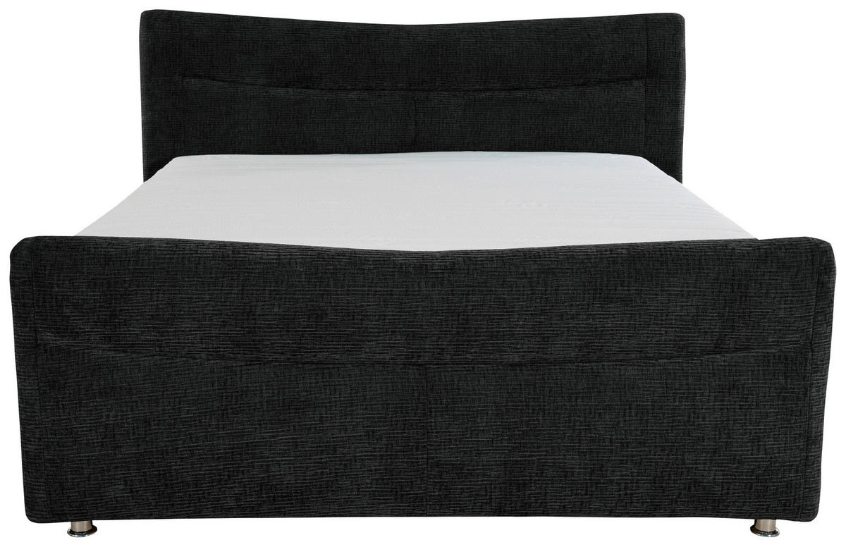 BOXSPRINGBETT 180/200 cm  in Schwarz  - Chromfarben/Schwarz, KONVENTIONELL, Textil/Metall (180/200cm) - Esposa