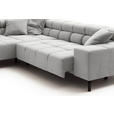 ECKSOFA inkl. Sitzvorzug Grau Cord  - Schwarz/Grau, Design, Textil/Metall (216/321cm) - Hom`in