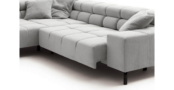 ECKSOFA inkl. Sitzvorzug Grau Cord  - Schwarz/Grau, Design, Textil/Metall (216/321cm) - Hom`in