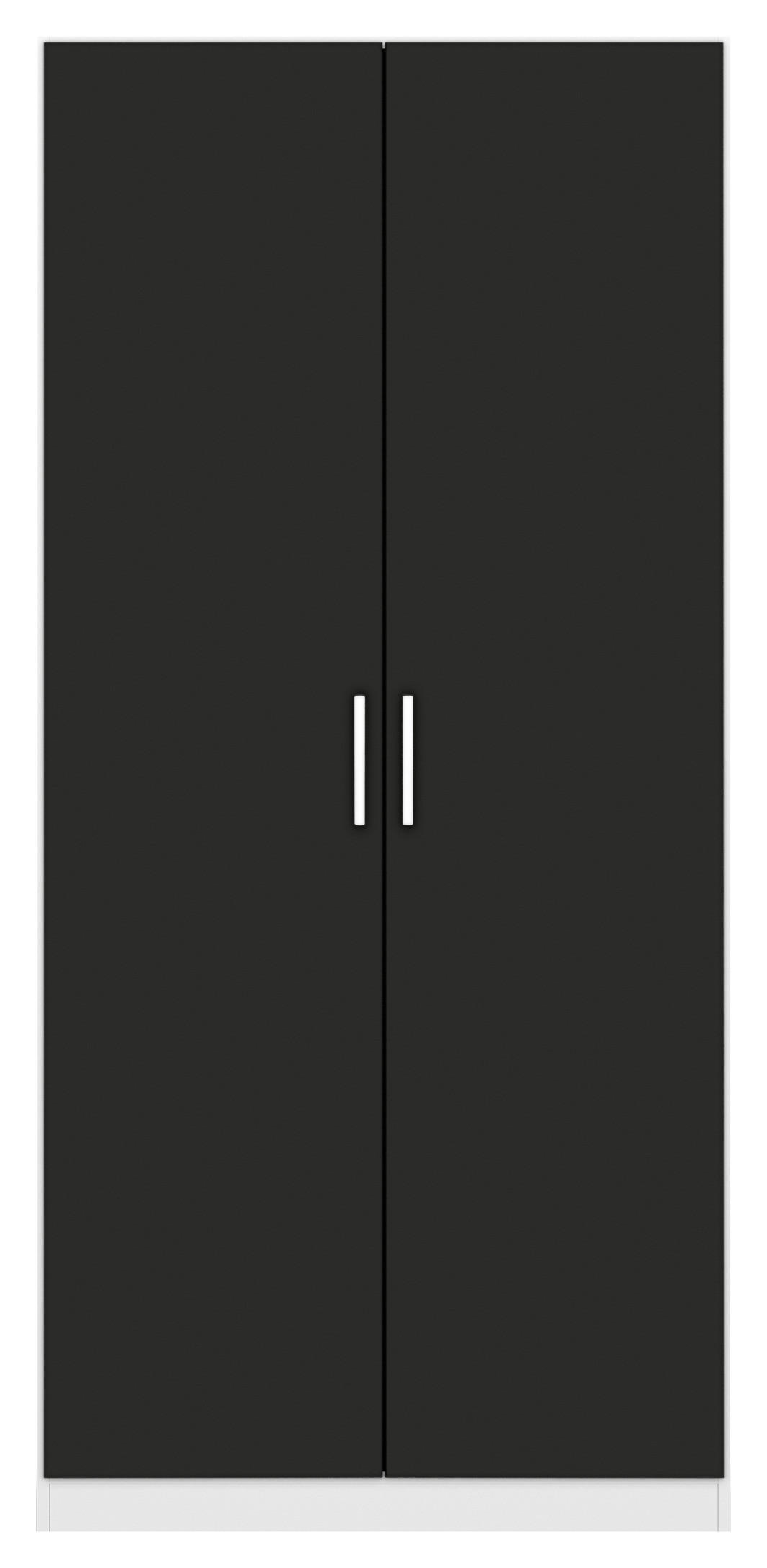 DREHTÜRENSCHRANK in Weiss, Grau  - Chromfarben/Weiss, Modern, Holzwerkstoff/Kunststoff (91/197/54cm) - Rauch Möbel