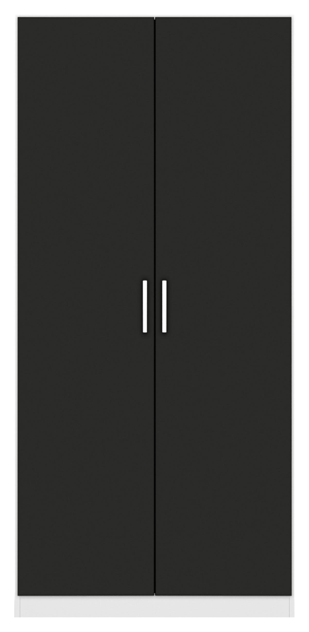 DREHTÜRENSCHRANK in Weiss, Grau  - Chromfarben/Weiss, Modern, Holzwerkstoff/Kunststoff (91/197/54cm) - Rauch Möbel