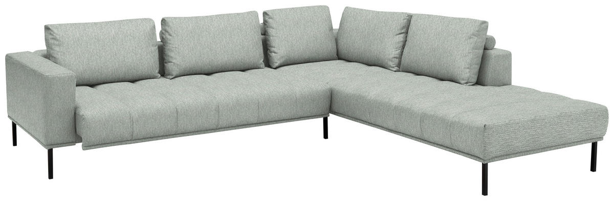ECKSOFA  in Flachgewebe Grauweiß  308/270 cm  - Grauweiß/Schwarz, Design, Textil/Metall (308/270cm) - Pure Home Lifestyle