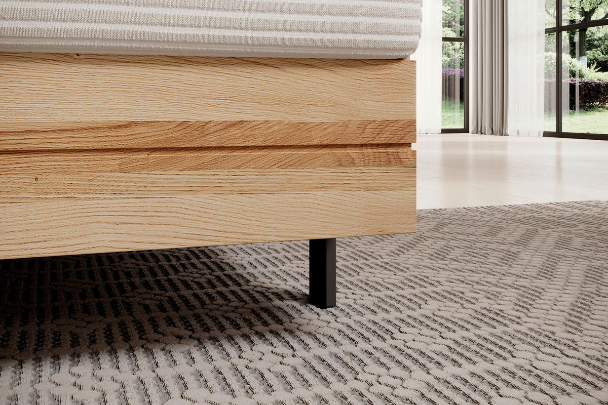 BOXSPRINGBETT 160/200 cm  in Creme  - Creme/Schwarz, Natur, Holz/Textil (160/200cm) - Valnatura