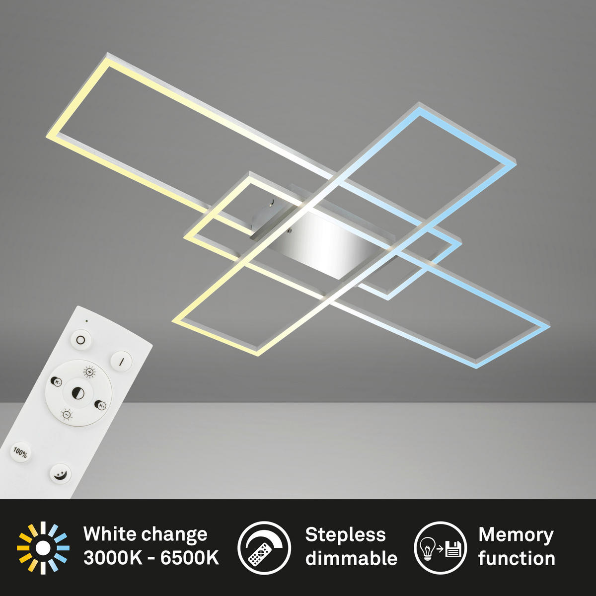 LED-DECKENLEUCHTE 104/71/55 cm   - Chromfarben, Design, Kunststoff/Metall (104/71/55cm)