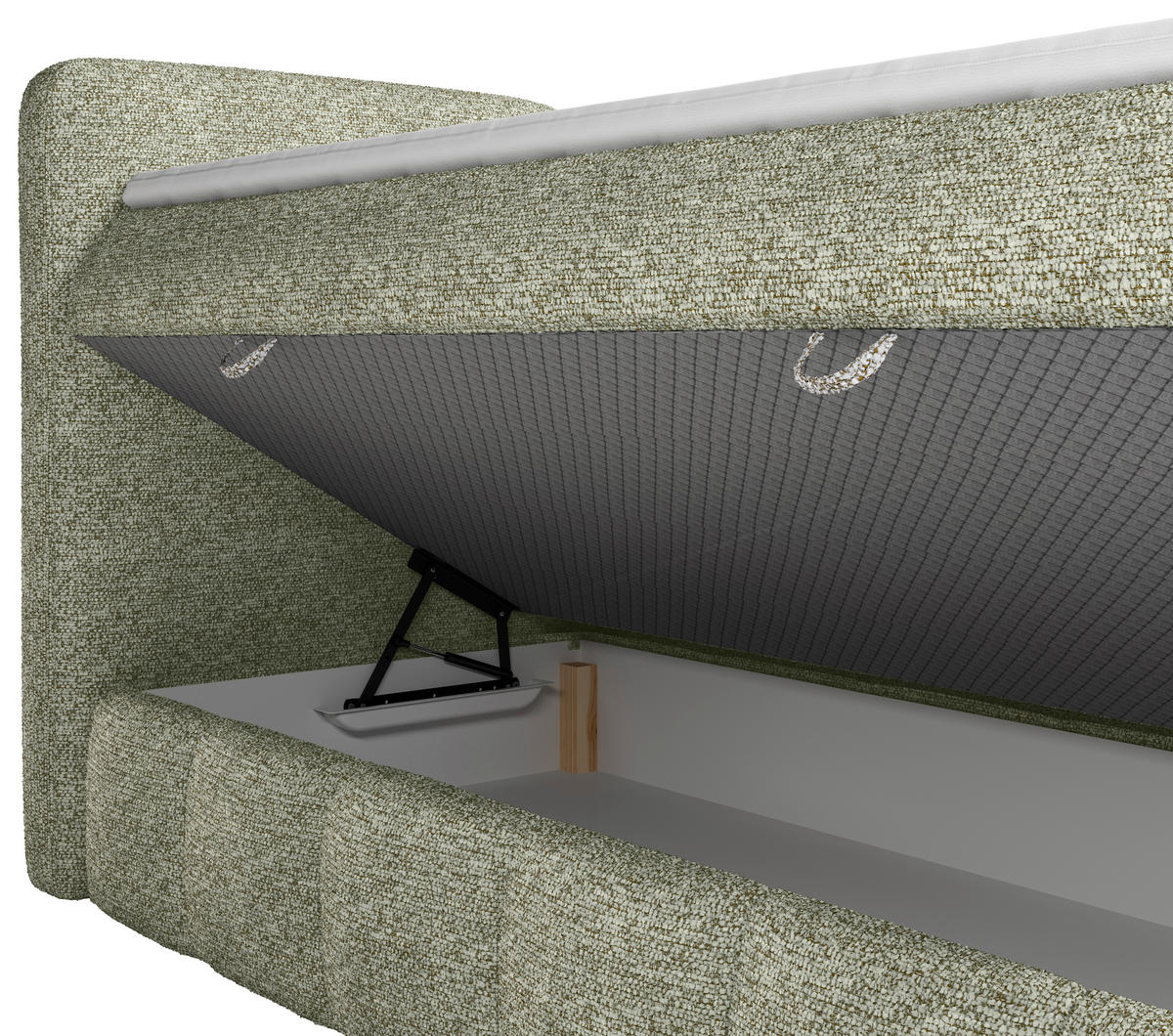 BOXBETT 160/200 cm,  in Salbeigrün, Bettkasten, Topper, Matratzen, H3 = fest  - Salbeigrün/Schwarz, KONVENTIONELL, Kunststoff/Textil (160/200cm) - Carryhome